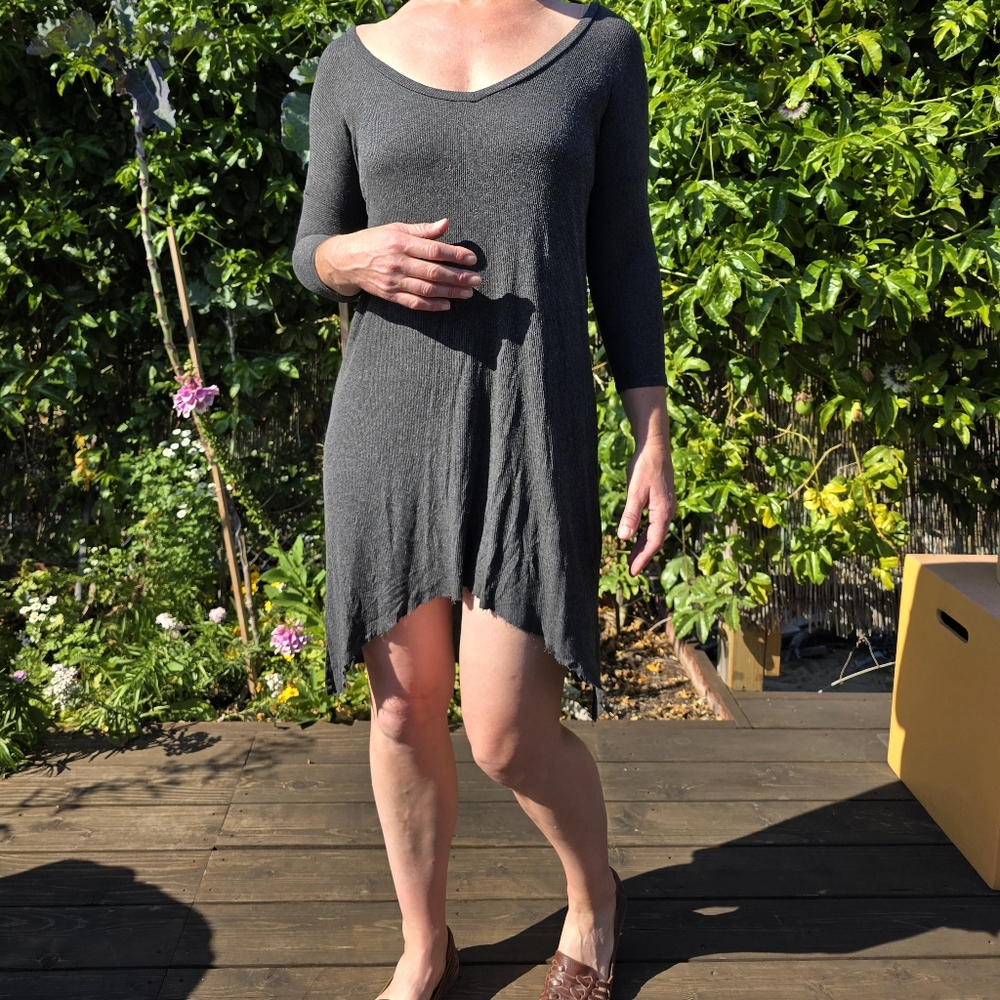 Joah Brown rib knit tunic dress
